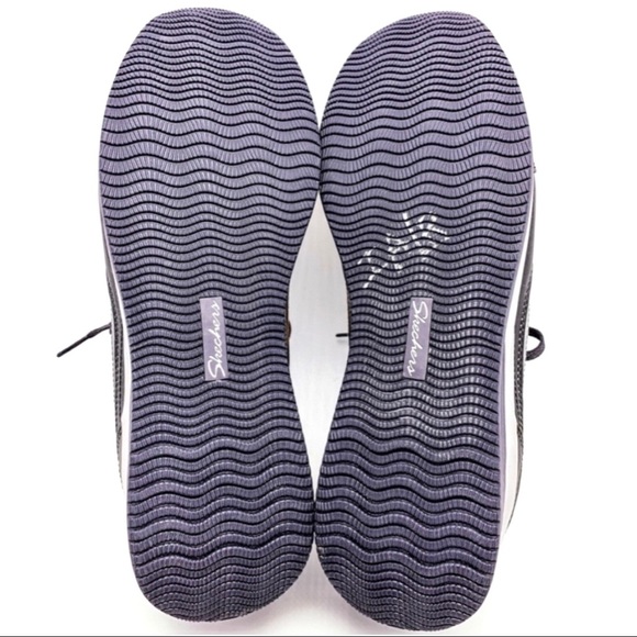 NEW Skechers Wedge Fit Vita Distress Black Sneaker - Picture 7 of 8